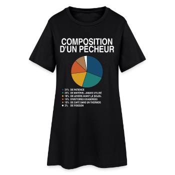 T-shirt Pêche Humour Composition d'un Pêcheur Cade - Robe T-shirt Femme - noir - Devant