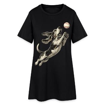 Basset Hound Dog Rasse Baseball - Frauen T-Shirt-Kleid - Schwarz - Vorne