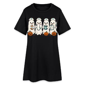 Krankenschwester Krankenpfleger Halloween - Frauen T-Shirt-Kleid - Schwarz - Vorne
