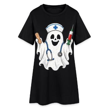 Krankenschwester Krankenpfleger Halloween - Frauen T-Shirt-Kleid - Schwarz - Vorne