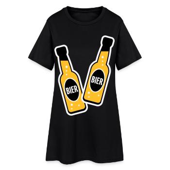 2 Bierflaschen Stoßen An (Bier Biertrinker NEG 3C) - Frauen T-Shirt-Kleid - Schwarz - Vorne