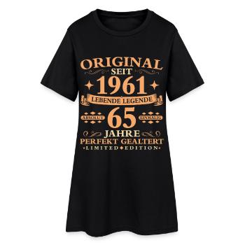 Geburtstag 65 Jahre Baujahr 1961 - Frauen T-Shirt-Kleid - Schwarz - Vorne