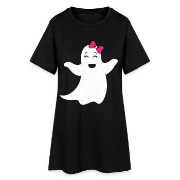 Geist Mädchen mit pinker Schleife - Frauen T-Shirt-Kleid - Schwarz - Vorne