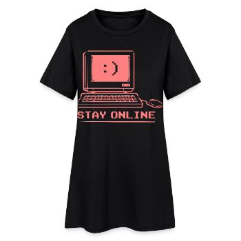 Stay Online Retro Computer - Women’s T-Shirt Dress - black - Front