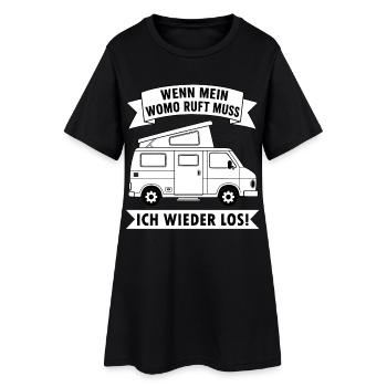 Wenn mein Wohnmobil ruft muss ich wieder los  - Frauen T-Shirt-Kleid - Schwarz - Vorne