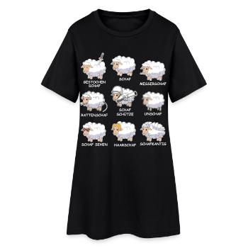 Unschaf & Co. – Lustige Schaf Wortspiele - Frauen T-Shirt-Kleid - Schwarz - Vorne