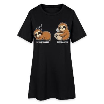 Avant le café après le café – Paresseux - Robe T-shirt Femme - noir - Devant