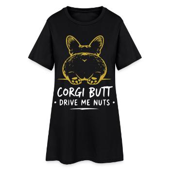 Corgi Butt Saying Drive Me Nuts - Women’s T-Shirt Dress - black - Front