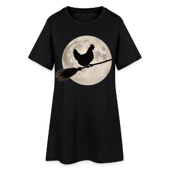T-shirt Chicken Witch’s Broom, Full Moon Halloween - Robe T-shirt Femme - noir - Devant