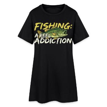 Fishing is a real addiction - Women’s T-Shirt Dress - black - Front