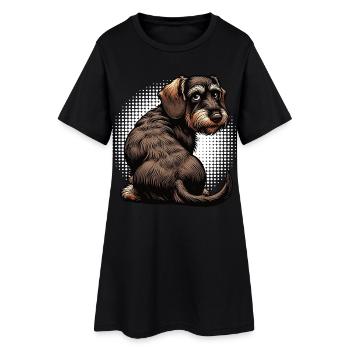 Rauhaardackel Dackel Dackelbesitzer Teckel Tekkel - Frauen T-Shirt-Kleid - Schwarz - Vorne