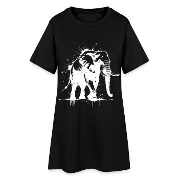 Éléphant Street Art Blanc - Robe T-shirt Femme - noir - Devant