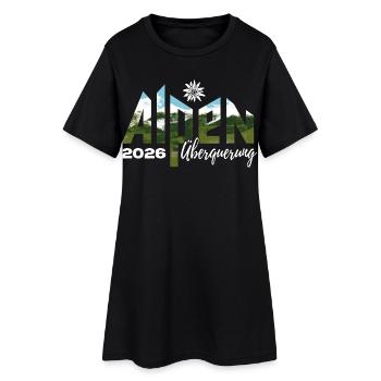 Alpen Überquerung 2026 - Wandern - Frauen T-Shirt-Kleid - Schwarz - Vorne