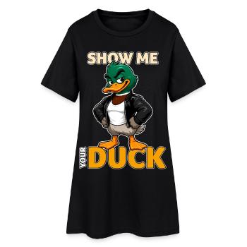 Montre-moi ton canard drôle de jeu de mots avec des canards - Robe T-shirt Femme - noir - Devant