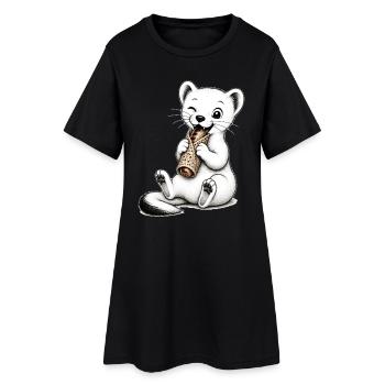 Vaelosek l hermine galette saucisse  - Robe T-shirt Femme - noir - Devant