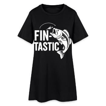 Fin-tastique ! Drôle de pêcheur et design de poisson géant - Robe T-shirt Femme - noir - Devant
