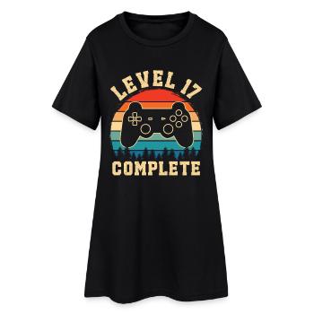 Level 17 abgeschlossen – 17. Jubiläumsgeschenk - Frauen T-Shirt-Kleid - Schwarz - Vorne