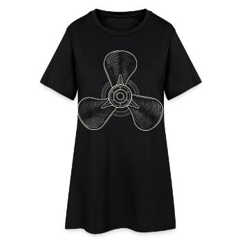 Vintage Three-Blade Propeller Illustration - Women’s T-Shirt Dress - black - Front
