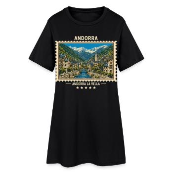 Andorra Andorra la Vella Vintage Reisemarke - Frauen T-Shirt-Kleid - Schwarz - Vorne