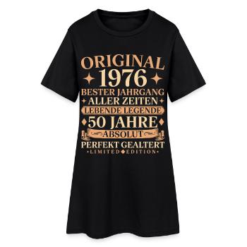 Baujahr 1976 geboren 50. Geburtstag Vintage - Frauen T-Shirt-Kleid - Schwarz - Vorne