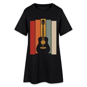 Retro Gitarre Grafik - Musiker Gitarrist  - Frauen T-Shirt-Kleid - Schwarz - Vorne