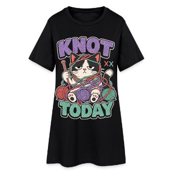 Chat avec la laine aujourd’hui nœud - Robe T-shirt Femme - noir - Devant
