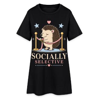 Sozial selektiver Igel mit Humor - Frauen T-Shirt-Kleid - Schwarz - Vorne