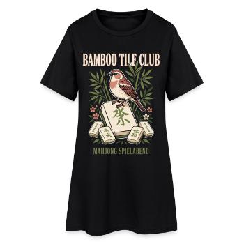 Bambus Mahjong Vogel Club - Frauen T-Shirt-Kleid - Schwarz - Vorne