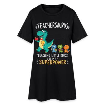 Teachersaurus Humour d’enseignant avec Petit Dinosaure - Robe T-shirt Femme - noir - Devant