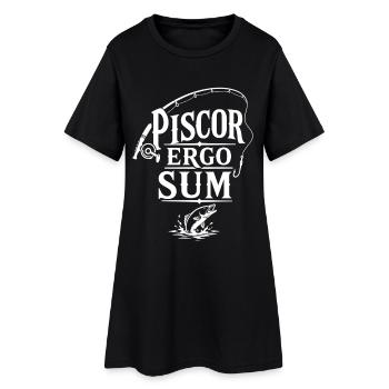 Ich angele also bin ich | Latein Spruch - Frauen T-Shirt-Kleid - Schwarz - Vorne