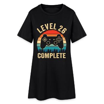 Level 26 complete – Cadeau 26 ans - Robe T-shirt Femme - noir - Devant