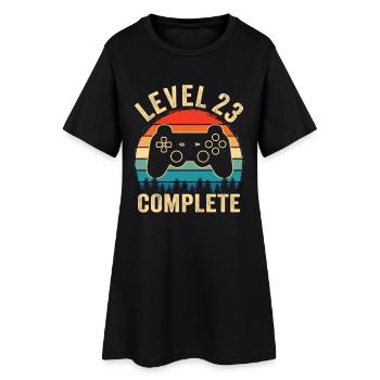 Level 23 abgeschlossen – 23-jähriges Geschenk - Frauen T-Shirt-Kleid - Schwarz - Vorne