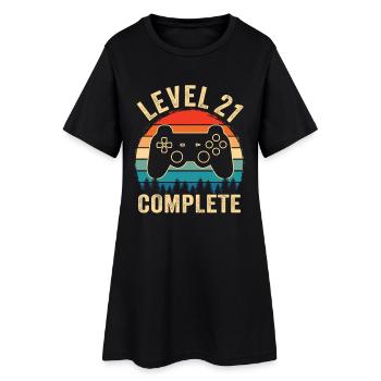 Level 21 complete – Cadeau 21 ans - Robe T-shirt Femme - noir - Devant
