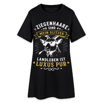 Ziege mit Glitzer – Luxuslandleben - Frauen T-Shirt-Kleid - Schwarz - Vorne