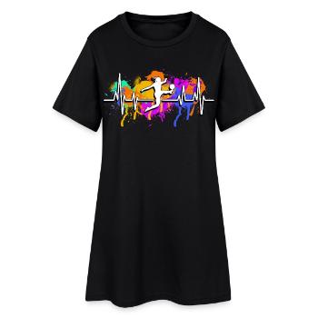 Battements de cœur du football féminin - Robe T-shirt Femme - noir - Devant