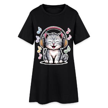 Chat de la musique - Robe T-shirt Femme - noir - Devant