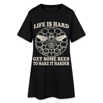 Beekeeping Supplies Beekeeper Accessories Beekeeping Bees Fan - Women’s T-Shirt Dress - black - Front