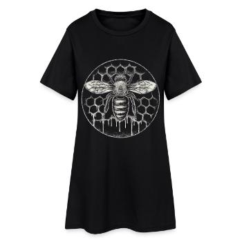 Costume d’apiculteur Fournitures apicoles Motif rond en nid d’abeille - Robe T-shirt Femme - noir - Devant