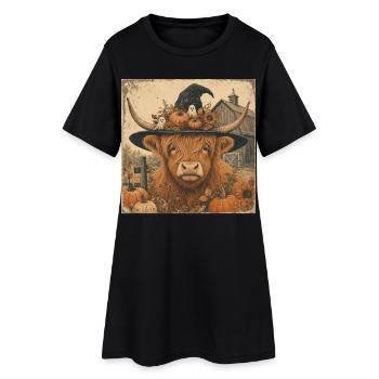 Vache écossaise Sweat à capuche d’Halloween Vache Vintage - Robe T-shirt Femme - noir - Devant