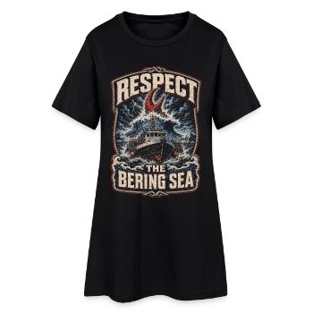 Alaska Königskrabben Respect The Bering Sea - Frauen T-Shirt-Kleid - Schwarz - Vorne