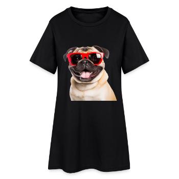 Carlin cool avec des lunettes de soleil rouges - Robe T-shirt Femme - noir - Devant