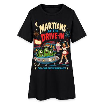 Martiens au Drive-In Diner - Robe T-shirt Femme - noir - Devant