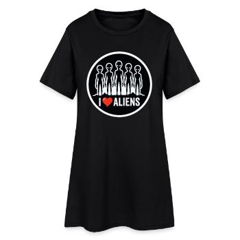 J’adore Aliens Extraterrestre Fan d’OVNI - Robe T-shirt Femme - noir - Devant