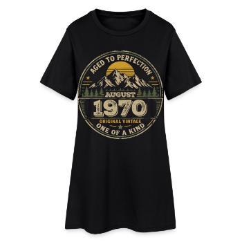 Cadeau Anniversaire 1970 Août Vintage 1970 - Robe T-shirt Femme - noir - Devant