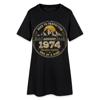 Cadeau Anniversaire 1974 Août Vintage 1974  - Robe T-shirt Femme - noir - Devant