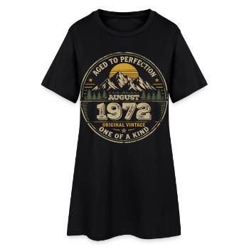 Cadeau Anniversaire 1972 Août Vintage 1972  - Robe T-shirt Femme - noir - Devant