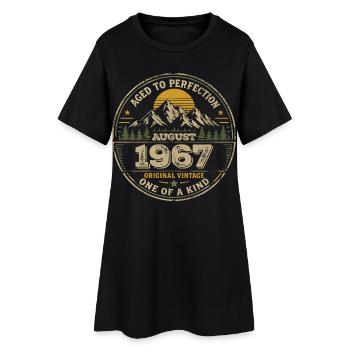 Cadeau Anniversaire 1967 Août Vintage 1967  - Robe T-shirt Femme - noir - Devant
