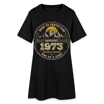 Cadeau Anniversaire 1973 Août Vintage 1973  - Robe T-shirt Femme - noir - Devant