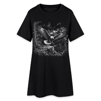 Pygargue à tête blanche volant avec un paysage montagneux - Robe T-shirt Femme - noir - Devant