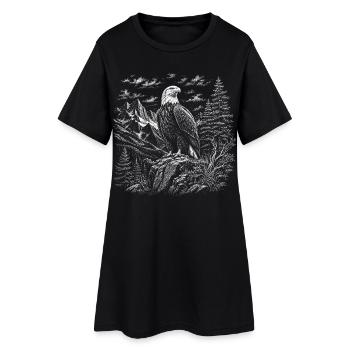 Fier pygargue à tête blanche dans un paysage montagneux - Robe T-shirt Femme - noir - Devant